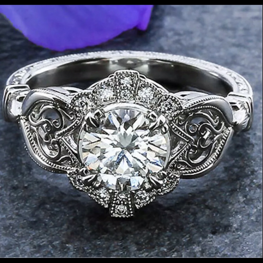 Luxury Round Cut Cubic Zirconia Jewelry 925 Silver Filled Women Anniversary Ring 28$